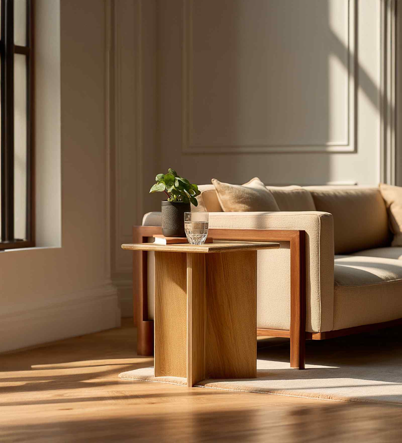 Aara Stone End Table In Natural Finish