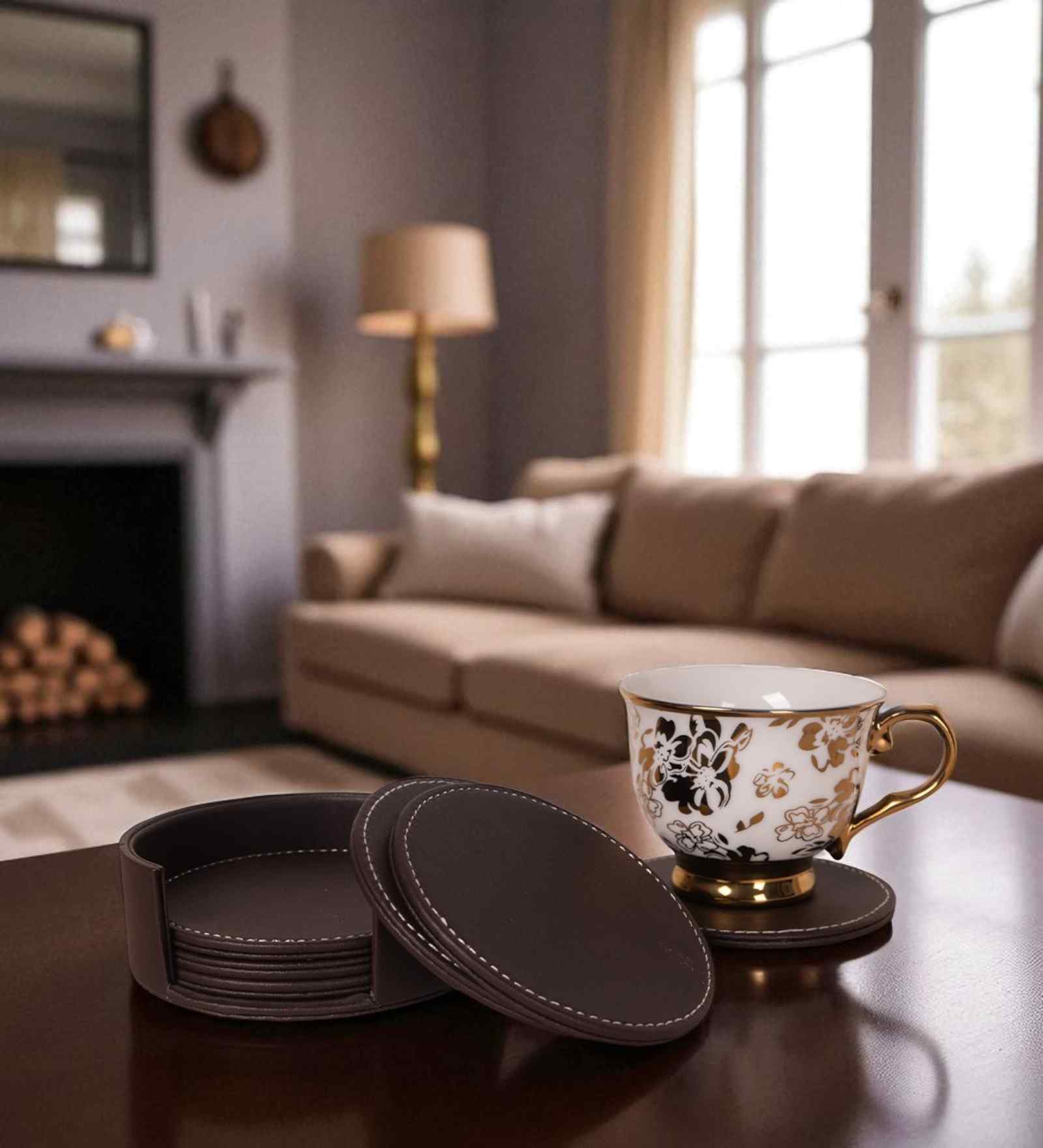 Chocolate Brown Elegance Round Coaster