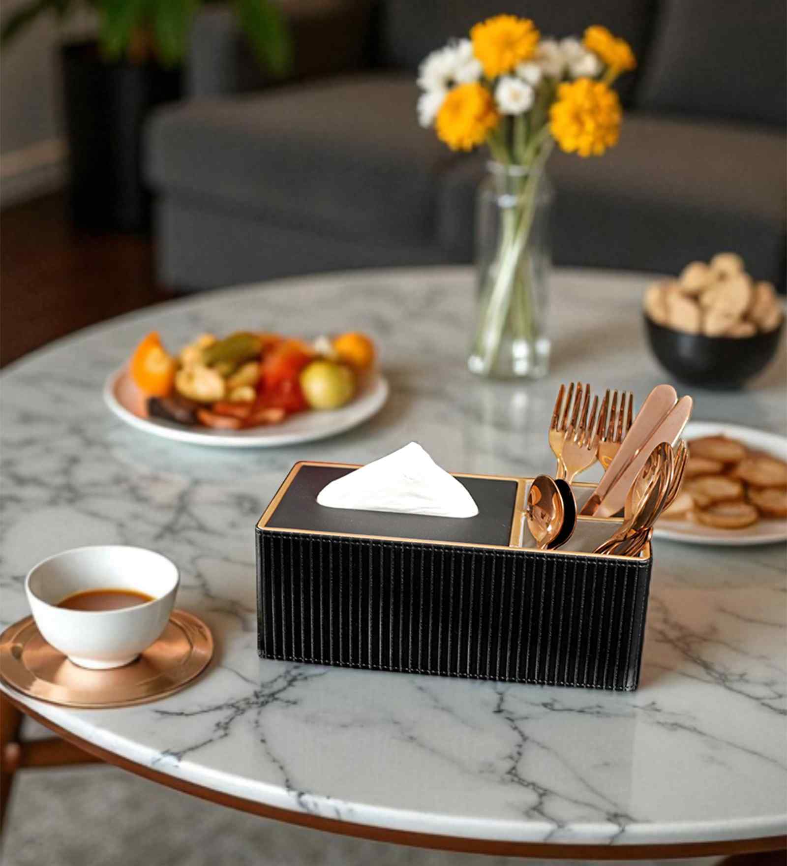 Faux Leather Tissue Holder Storage Box