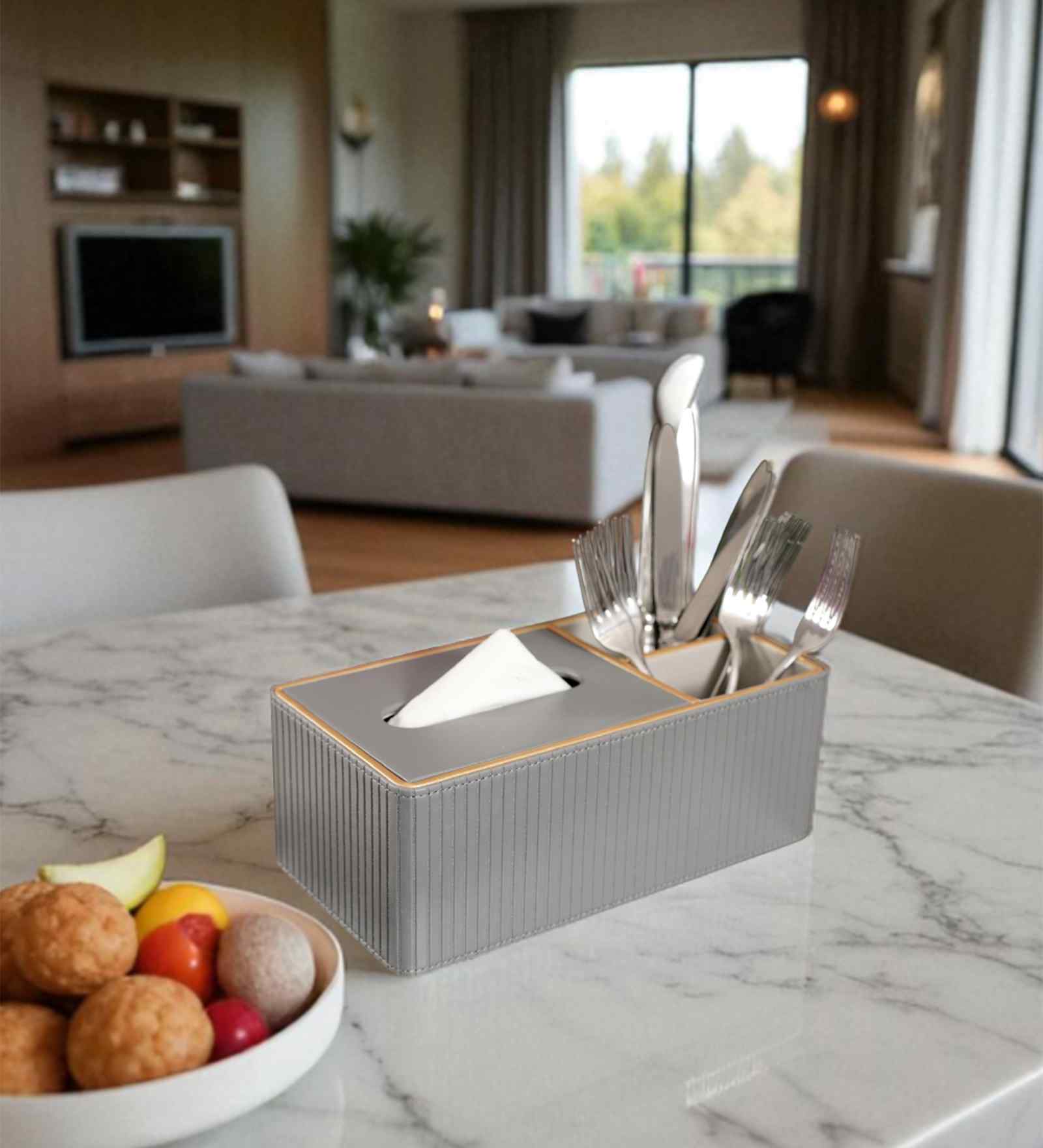 Faux Leather Tissue Holder Storage Box