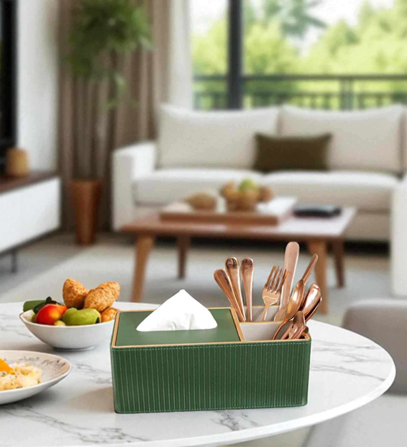 Faux Leather Tissue Holder Storage Box