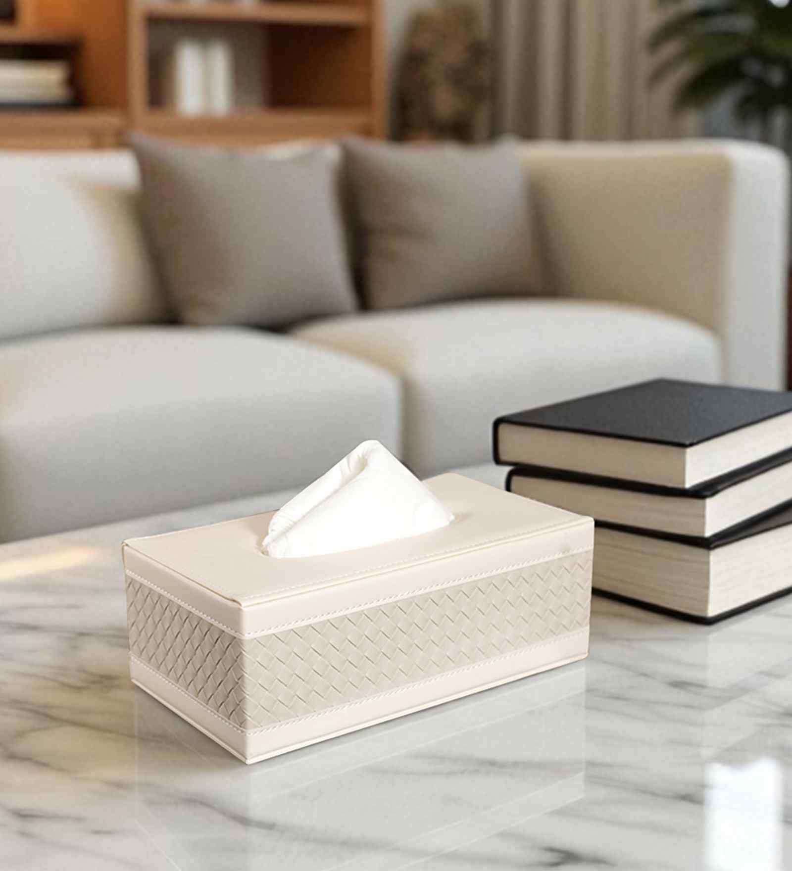 Faux Leather Tissue Holder Storage Box