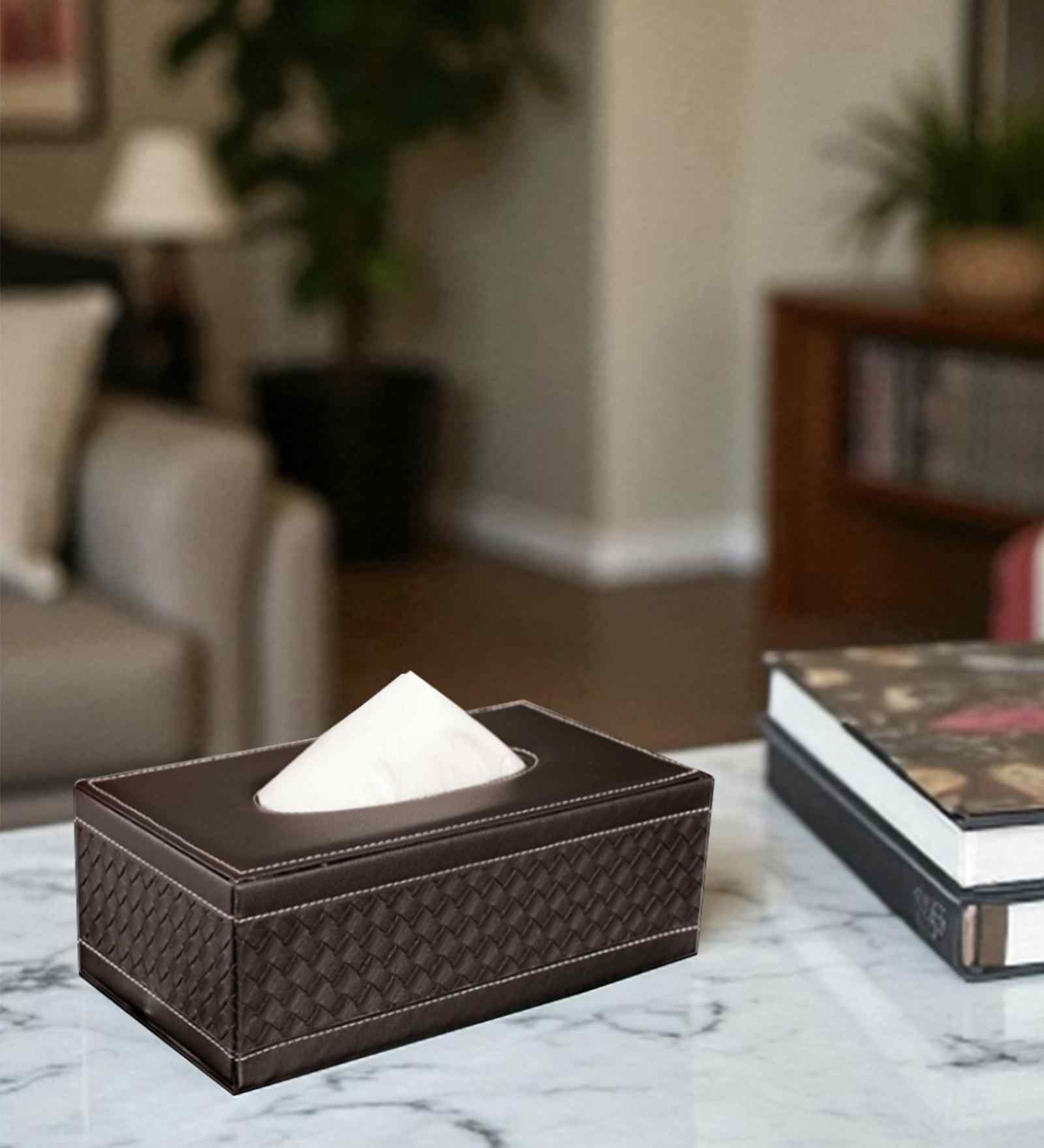 Faux Leather Tissue Holder Storage Box