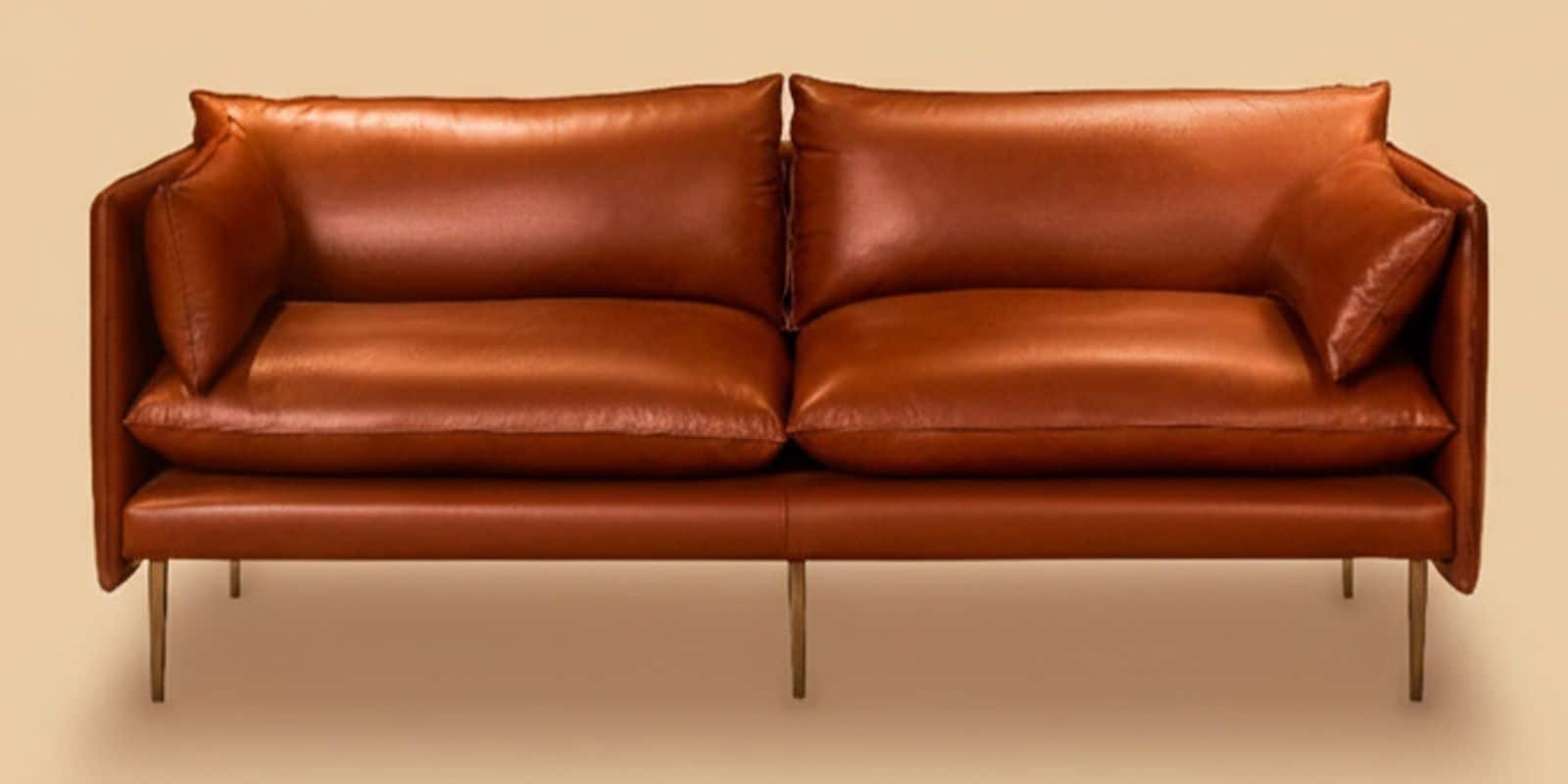 Aara Leather Three Seater Sofa in Tan Colour Aara Leather Three Seater Sofa in Tan Colour