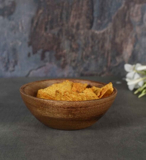 Reflections Burnt Brown Mango wood Serving Bowl