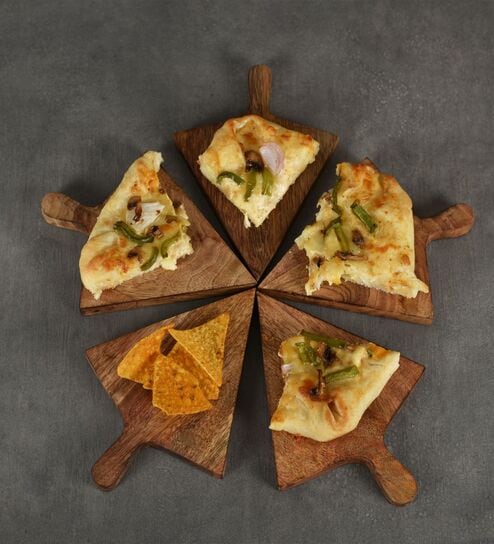 Aachman Slice Shaped Brown 8 Inch Mango Wood (Set of 2) Appetizer Platter
