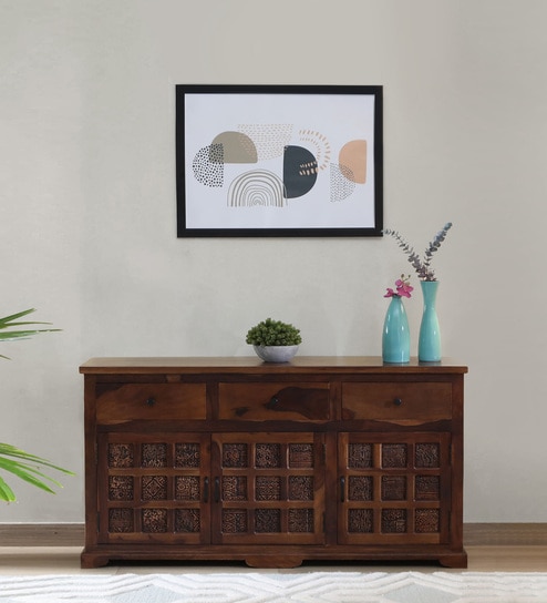 Aakrit Sheesham Wood Sideboard In Scratch Resistant Provincial Teak Finish