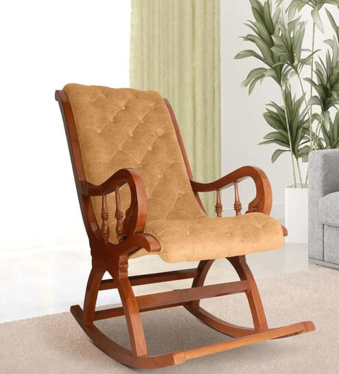 Aarava Teak Wood Rocking Chair In Teak Finish