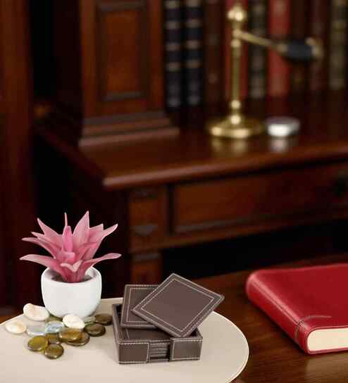 Chocolate Brown Chic Square Coaster