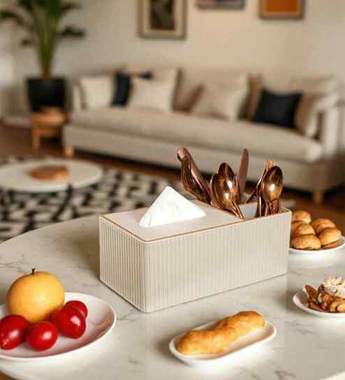 Faux Leather Tissue Holder Storage Box