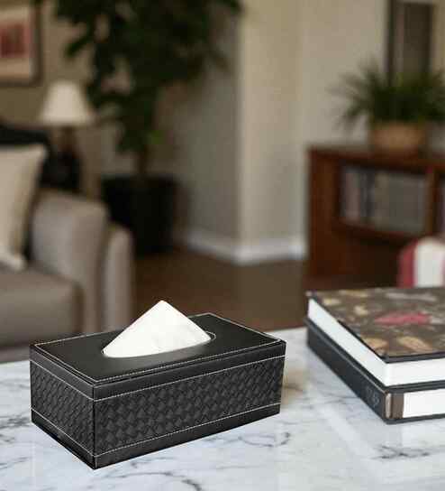 Faux Leather Tissue Holder Storage Box