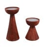 Aachman Wood Conical 5.2 Inch Brown MDF Candle Holder