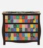 Alankaar Solid Wood Chest Of Drawers In Hand-Painted Multicolour Patches