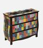 Alankaar Solid Wood Chest Of Drawers In Hand-Painted Multicolour Patches