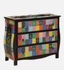 Alankaar Solid Wood Chest Of Drawers In Hand-Painted Multicolour Patches