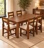 Aakar 6 Seater Dining Set In Provincial Teak Finish With Beige Colour Chair Aakar 6 Seater Dining Set In Provincial Teak Finish With Beige Colour Chair