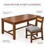 Aakar 6 Seater Dining Set In Provincial Teak Finish With Grey Colour Chair Aakar 6 Seater Dining Set In Provincial Teak Finish With Grey Colour Chair