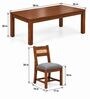 Aakar 6 Seater Dining Set In Provincial Teak Finish With Grey Colour Chair Aakar 6 Seater Dining Set In Provincial Teak Finish With Grey Colour Chair