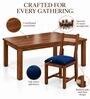 Aakar 6 Seater Dining Set In Provincial Teak Finish With Navy Blue Colour Chair Aakar 6 Seater Dining Set In Provincial Teak Finish With Navy Blue Colour Chair