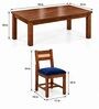 Aakar 6 Seater Dining Set In Provincial Teak Finish With Navy Blue Colour Chair Aakar 6 Seater Dining Set In Provincial Teak Finish With Navy Blue Colour Chair