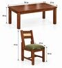 Aakar 6 Seater Dining Set In Provincial Teak Finish With Olive Green Colour Chair Aakar 6 Seater Dining Set In Provincial Teak Finish With Olive Green Colour Chair