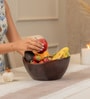 Aakar Brown Acacia Wood Handcrafted Serving Bowl