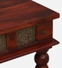 Aakrit Sheesham Wood 4 Seater Dining Table In Scratch Resistant Honey Oak Finish With Brass Cladding