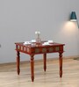 Aakrit Sheesham Wood 4 Seater Dining Table In Scratch Resistant Honey Oak Finish With Brass Cladding