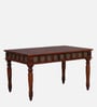 Aakrit Sheesham Wood 6 Seater Dining Set In Scratch Resistant Honey Oak Finish With Brass Cladding