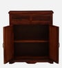 Aakrit Sheesham Wood Cabinet In Scratch Resistant Honey Oak Finish With Brass Cladding,
