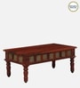 Aakrit Sheesham Wood Coffee Table In Scratch Resistant Honey Oak Finish With Brass Cladding,