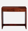 Aakrit Sheesham Wood Study Table In Scratch Resistant Honey Oak Finish With Brass Cladding