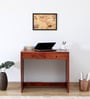 Aakrit Sheesham Wood Study Table In Scratch Resistant Honey Oak Finish With Brass Cladding