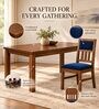 Aalaya 6 Seater Dining Set In Provincial Teak Finish With Navy Blue Colour Chair Aalaya 6 Seater Dining Set In Provincial Teak Finish With Navy Blue Colour Chair
