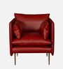 Aara Leather Single Seater Sofa in Red Colour