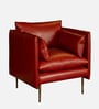 Aara Leather Single Seater Sofa in Red Colour