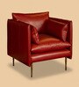 Aara Leather Single Seater Sofa in Red Colour