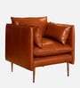 Aara Leather Single Seater Sofa in Tan Colour
