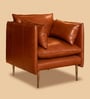 Aara Leather Single Seater Sofa in Tan Colour