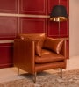 Aara Leather Single Seater Sofa in Tan Colour