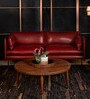 Aara Leather Three Seater Sofa in Red Colour
