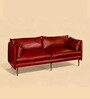 Aara Leather Three Seater Sofa in Red Colour