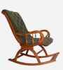 Aarava Fabric Upholstered Teak Wood Rocking Chair In Teak Forest Finish