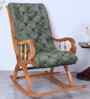 Aarava Fabric Upholstered Teak Wood Rocking Chair In Teak Forest Finish
