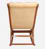 Aarava Fabric Upholstered Teak Wood Rocking Chair In Teak Gold Finish