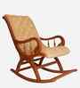 Aarava Fabric Upholstered Teak Wood Rocking Chair In Teak Gold Finish