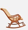 Aarava Fabric Upholstered Teak Wood Rocking Chair In Teak Gold Finish