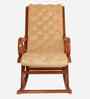 Aarava Fabric Upholstered Teak Wood Rocking Chair In Teak Gold Finish
