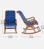Aarava Fabric Upholstered Teak Wood Rocking Chair In Teak Indigo Finish