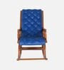 Aarava Fabric Upholstered Teak Wood Rocking Chair In Teak Indigo Finish